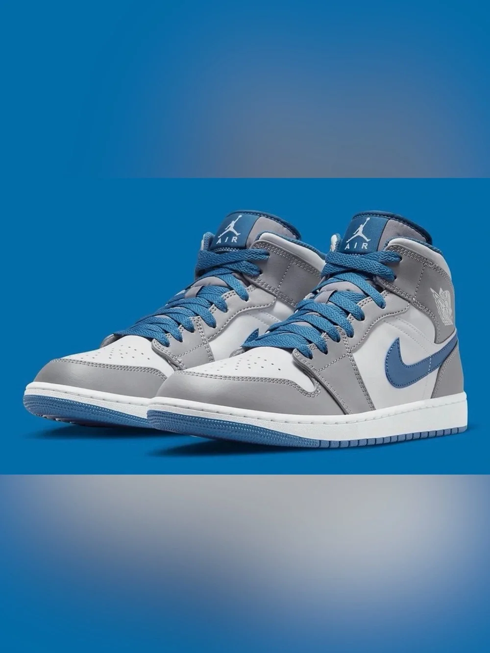 Nike Air Jordan 1 Mid Men's Shoes - Gray/Blue